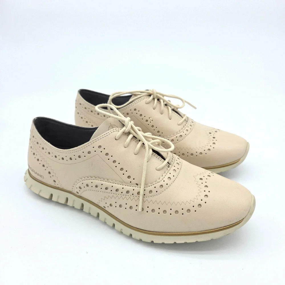 Cole Haan Cream Leather Wingtip Oxfords Men main image 4